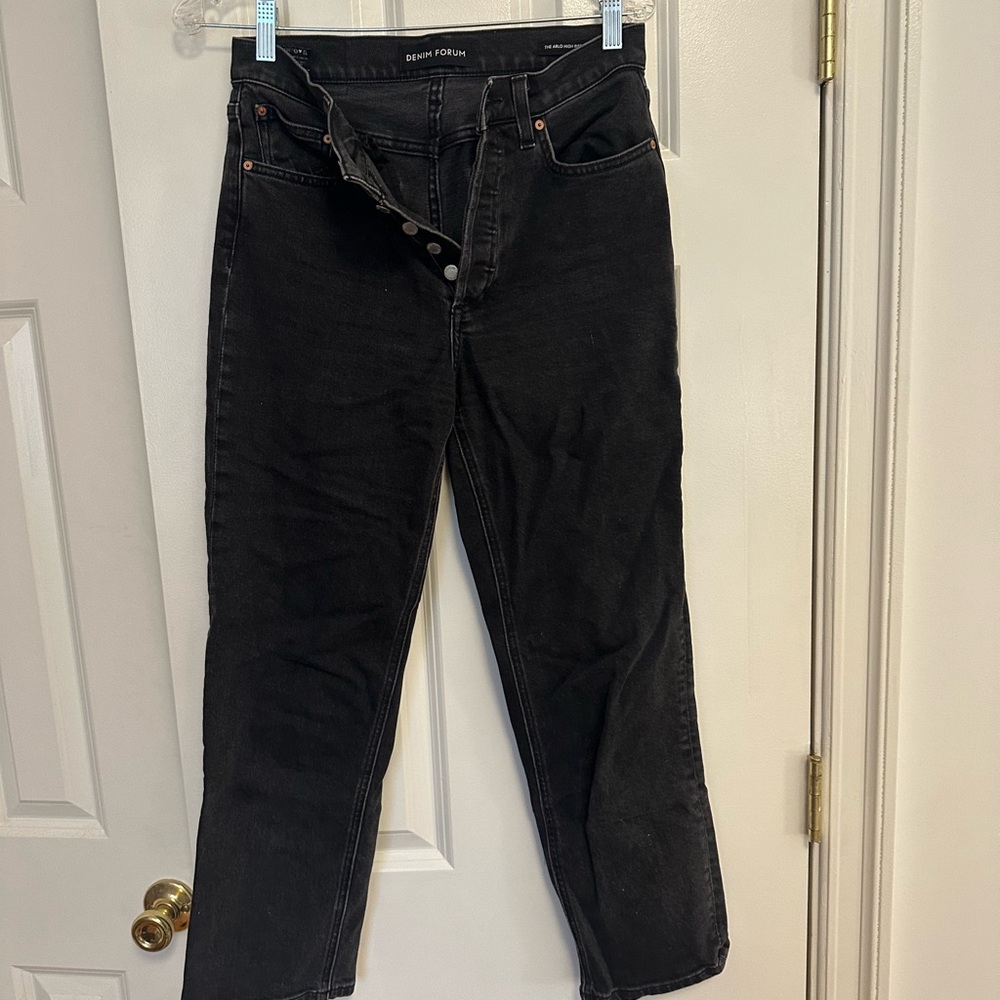 DenimForum Arlo High Rise Straight Black Jeans 28L